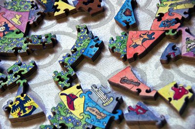 A number of puzzle pieces